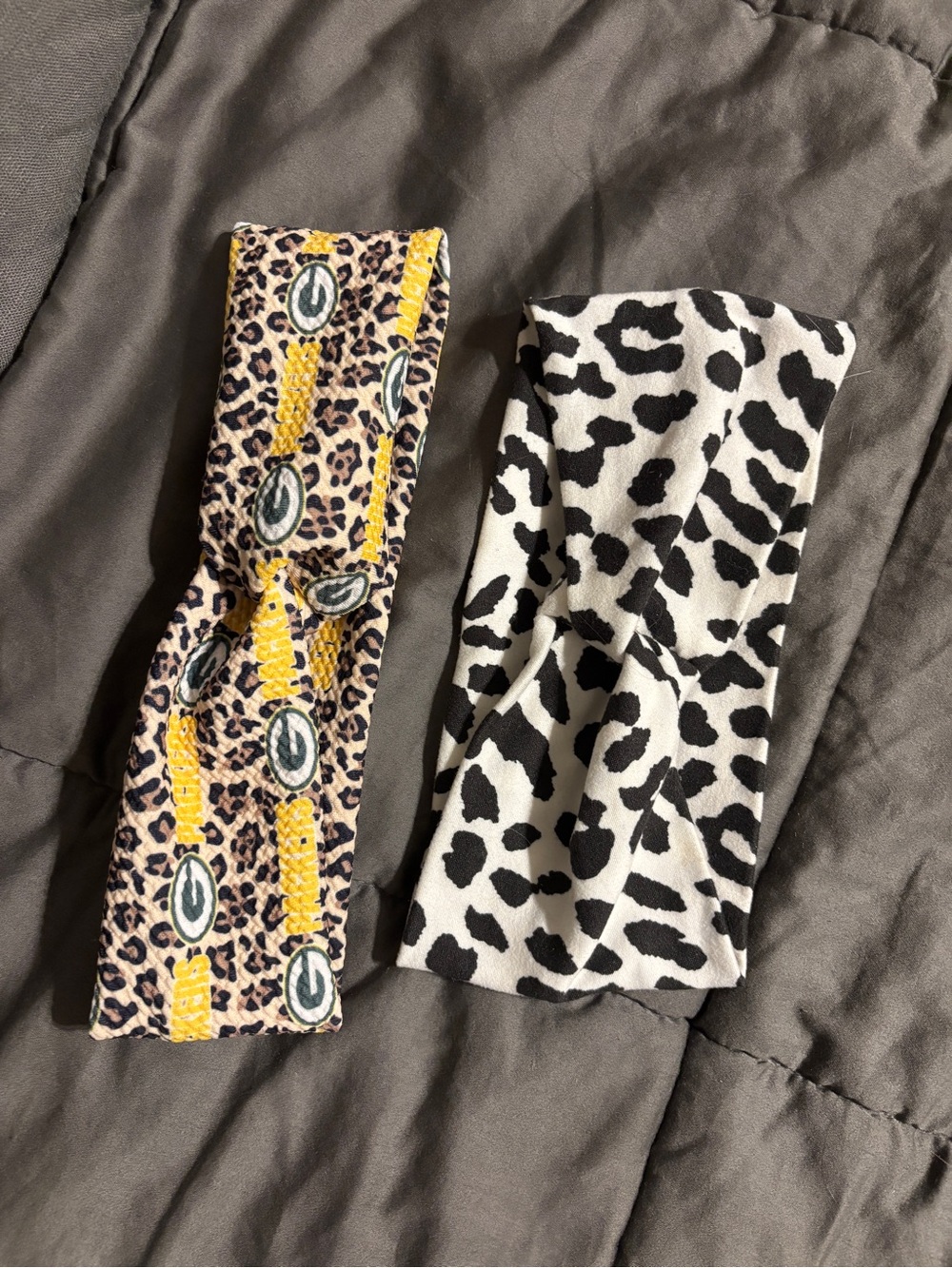 Animal Print Stretch Headband Duo with Yellow Accent - Women’s Hair Accessories